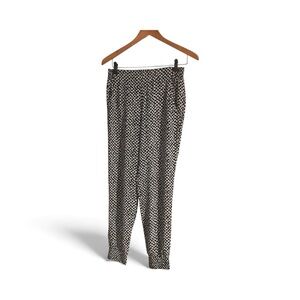 Theory Black and White Patterned Cropped Pants jogger style size S